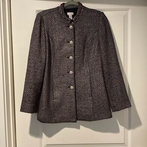 NWT designer stunning cocktail jacket w/sparkly buttons & braided trim on collar